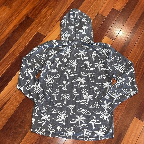 ⭐️ chubbies Gray Reflective Flamingo Palms Print Hoodie Pullover Medium - Picture 8 of 9
